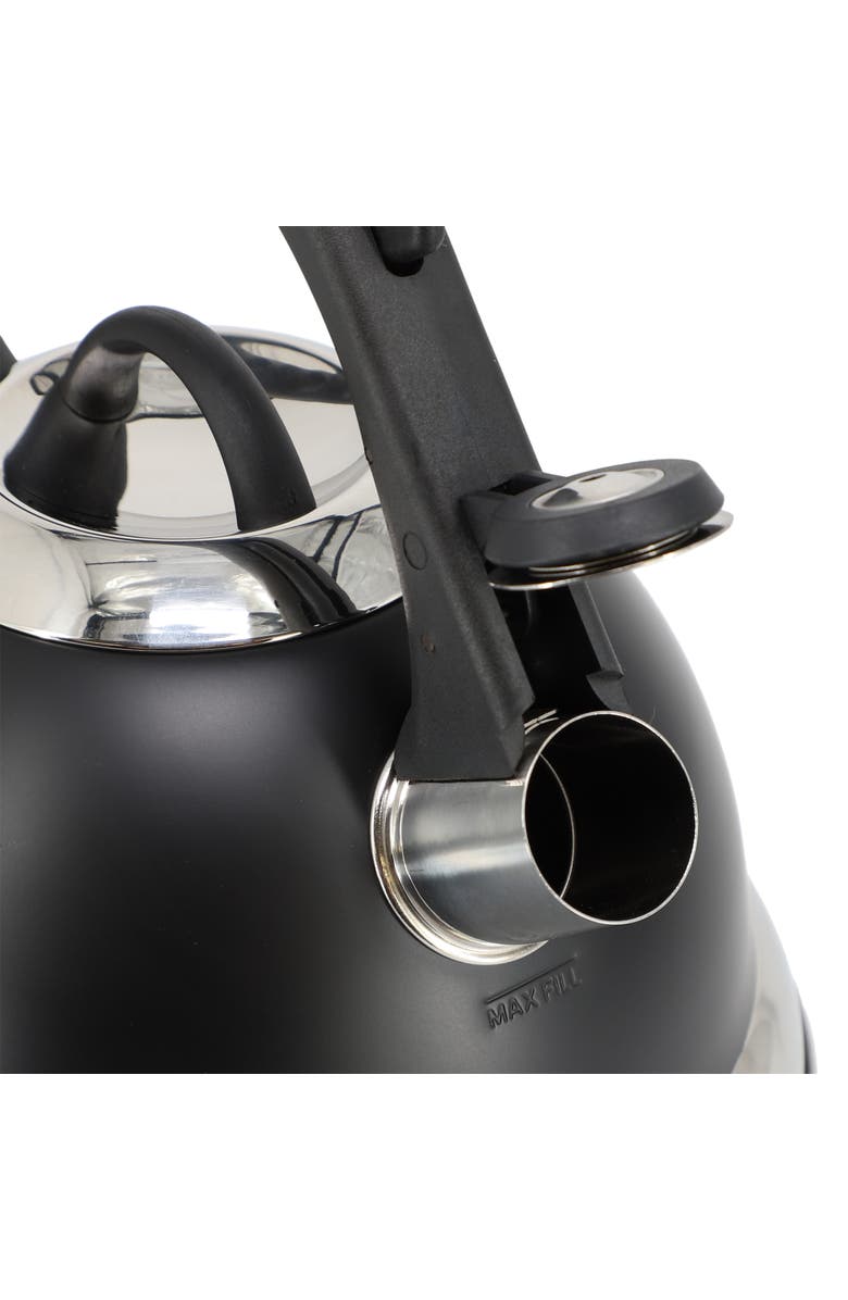 Mr. Coffee Clarefield 2.4 Quart Stainless Steel Whistling Tea Kettle, Alternate, color, Black