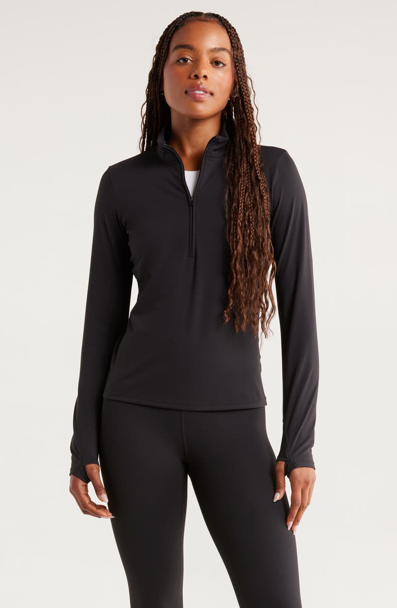 Zella So Soft Active Half Zip Pullover, Main, color, Black