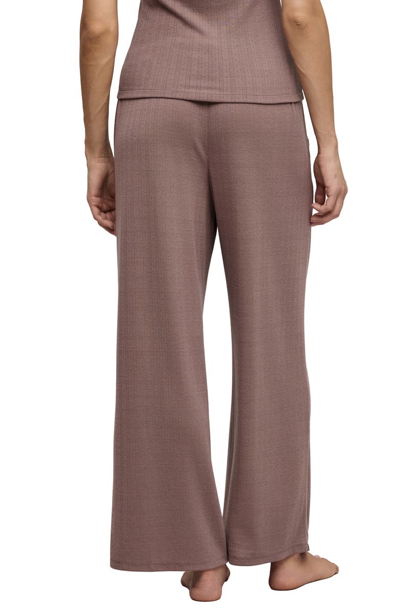 Barefoot Dreams<sup>®</sup> Scalloped Trim Pointelle Wide Leg Pants, Alternate, color, Sable