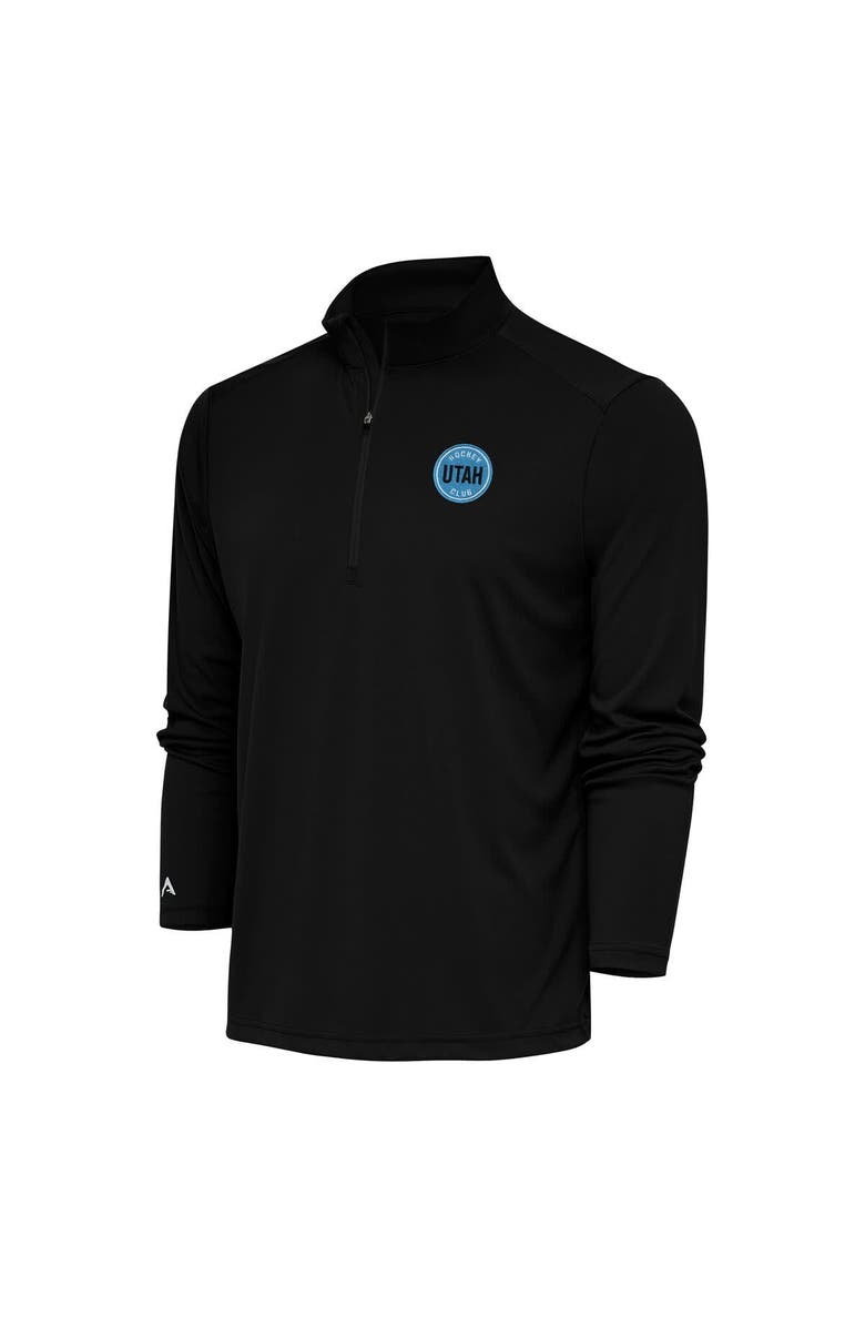 ANTIGUA Men's Antigua Black Utah Hockey Club Tribute Quarter-Zip Pullover Top, Main, color, Black