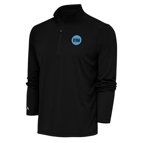Men's Antigua Black Utah Hockey Club Tribute Quarter-Zip Pullover Top