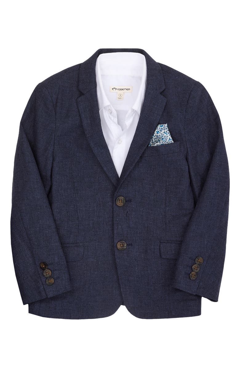 Appaman Kids' Cotton & Linen Sport Coat, Main, color, Blue Nights