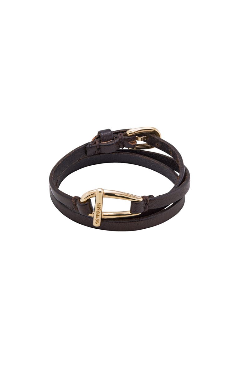 Leather Link Bracelet, Main, color, Gold