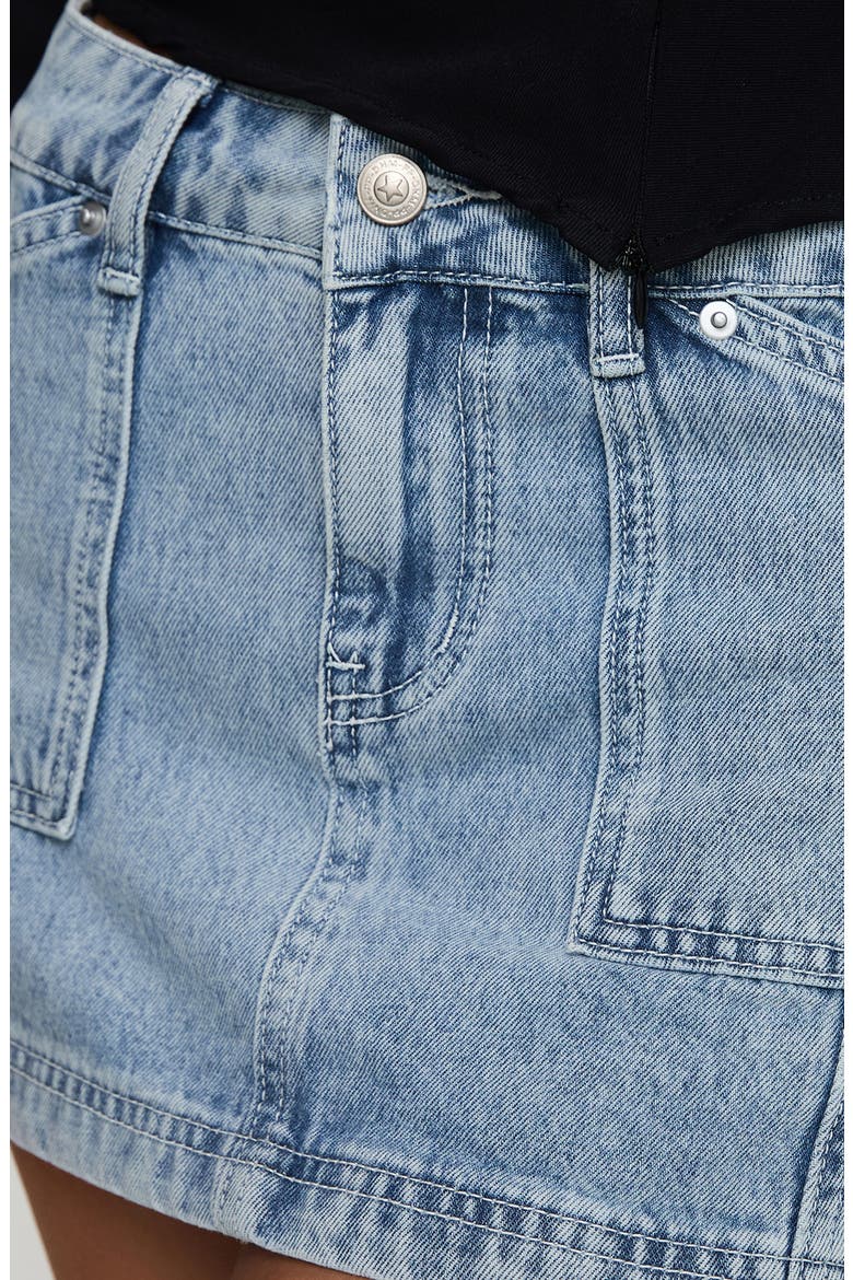 Pacific Coast Mid Rise Denim Cargo Skirt, Alternate, color, LIGHT WASH