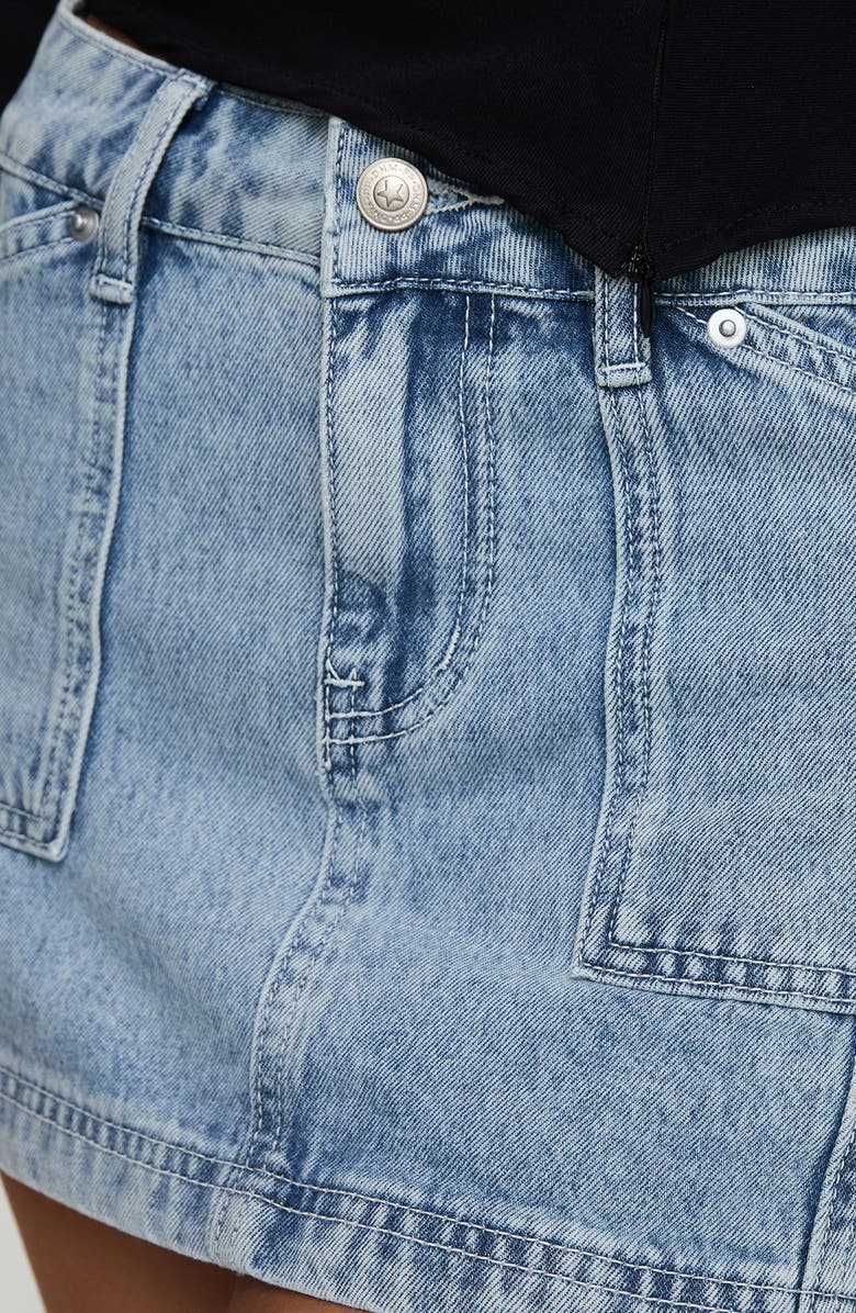 Princess Polly Pacific Coast Mid Rise Denim Cargo Skirt, Alternate, color, Light Wash
