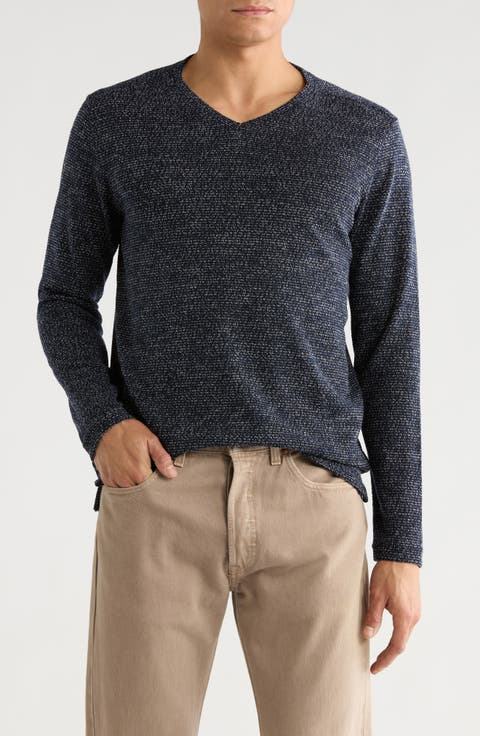 Textured Heathered V-Neck Sweater