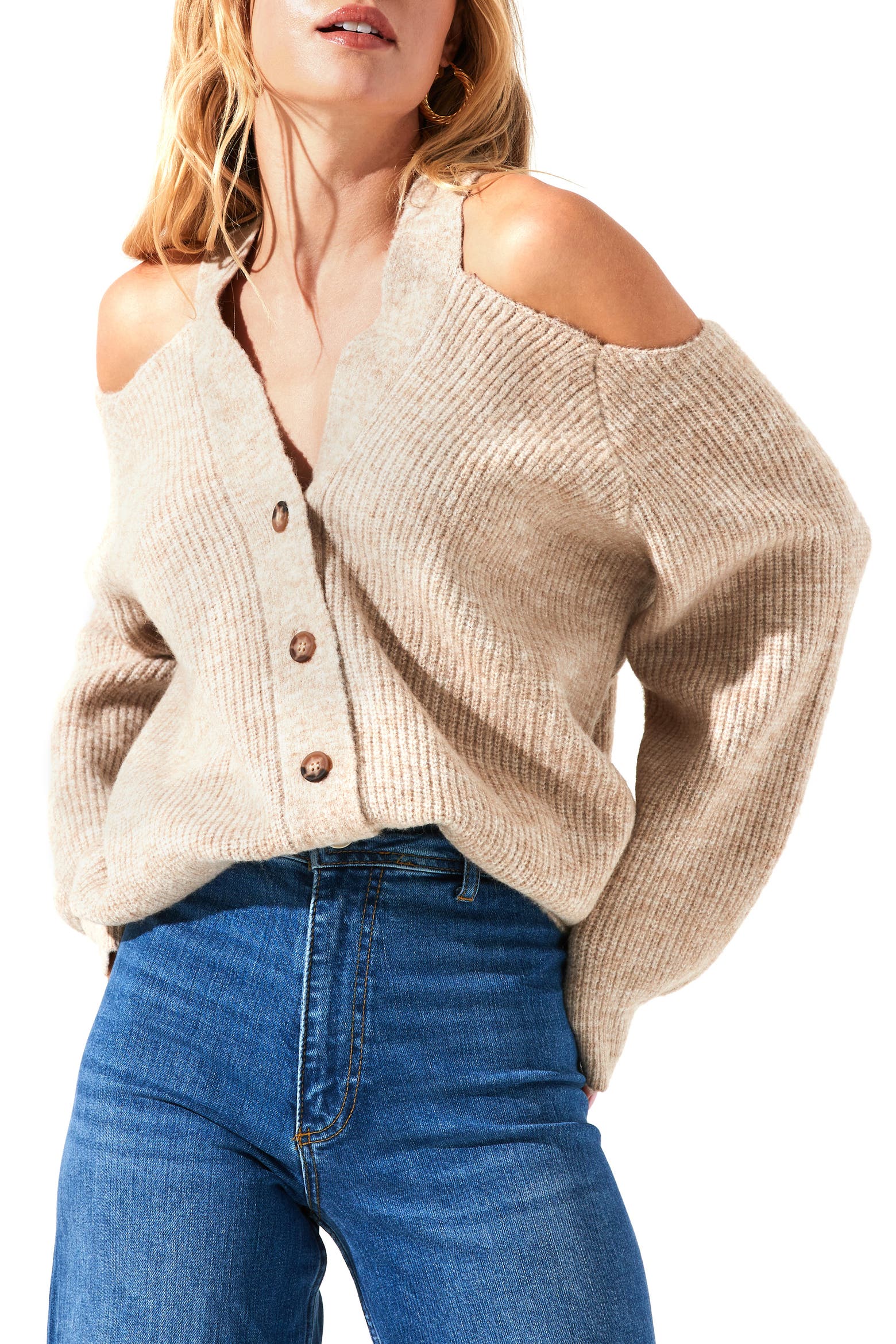 Good Status Labels ASTR the Label the Label Cold Shoulder Cardigan (Women) | Nordstrom
