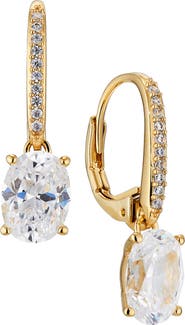 Nadri Modern Luv Oval Cubic Zirconia Drop Earrings