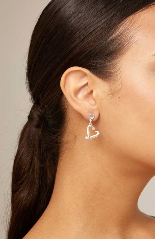 Unode50 Sterling Silver-plated Nailed Heart Shaped Earrings In Silver