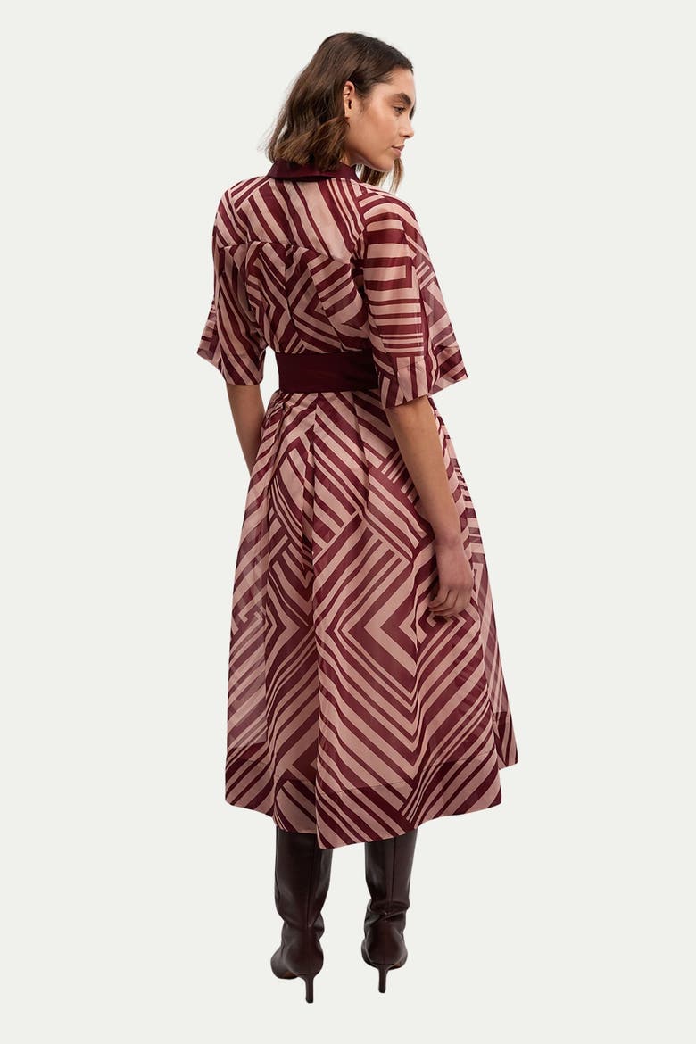 Printed 3/4 Sleeve Plunge Midi Dress, Alternate, color, Stripe