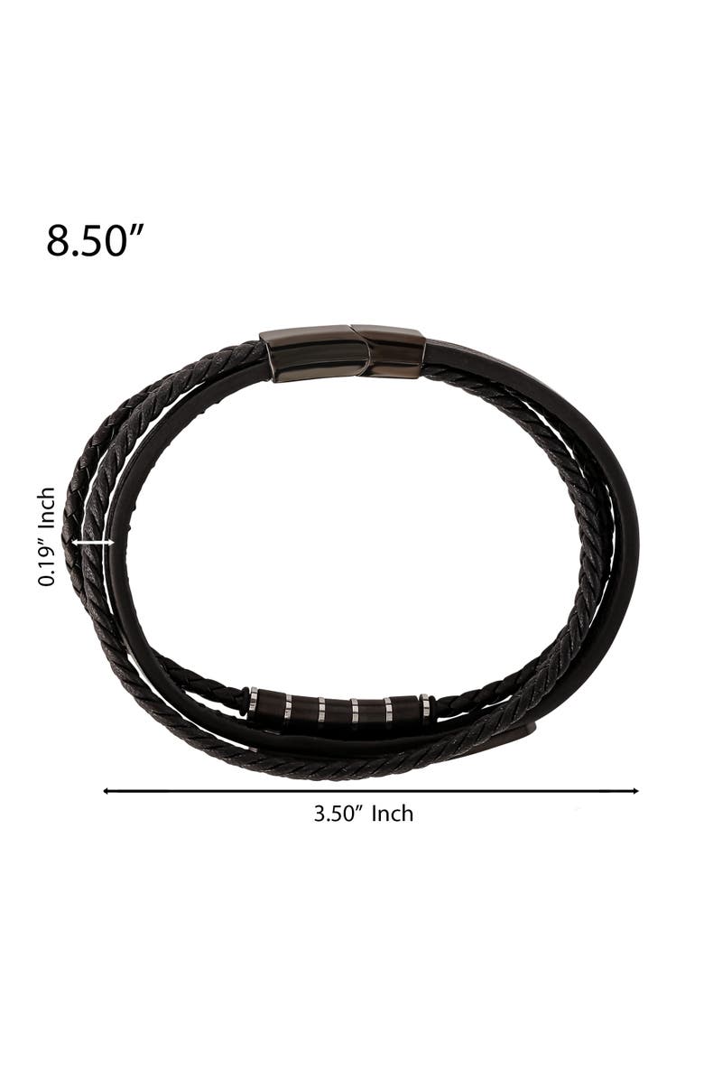 Lucky Brand Stainless Steel 3-Row Cord Bracelet, Alternate, color, Black