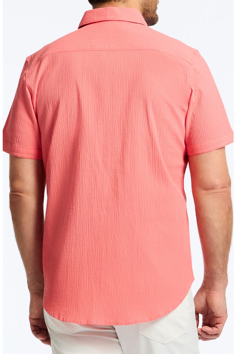 Thresher Classic Fit Solid Short Sleeve Cotton Seersucker Button-Up Shirt, Alternate, color, CORAL