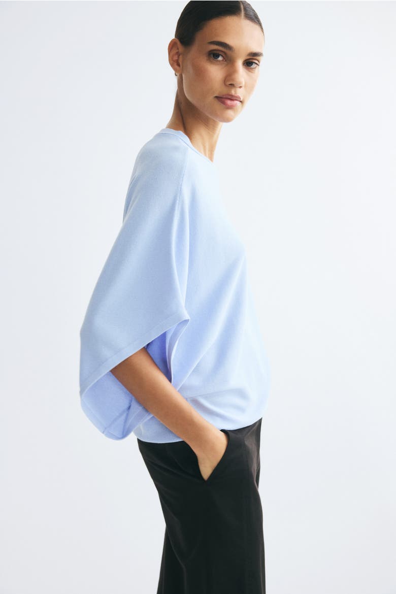 Boxy Fine-Knit Top, Alternate, color, Light blue