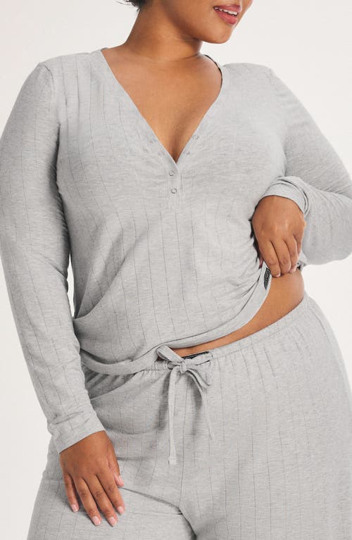 Savage X Fenty Sleek Stitch Sleep Henley In Gray
