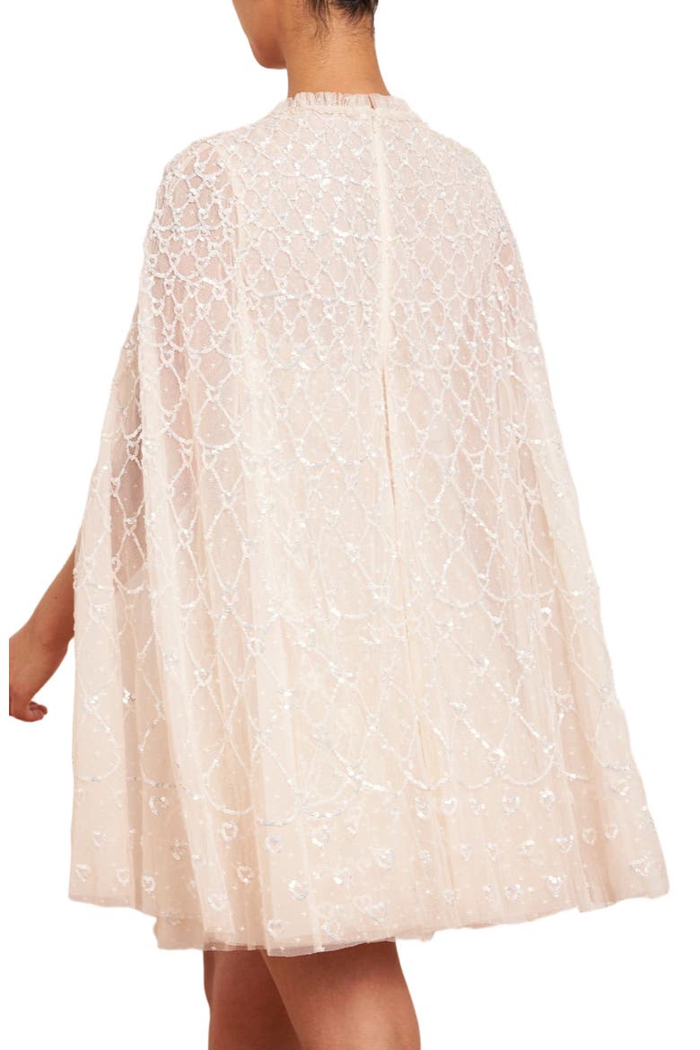 Heart Lattice Micro Mini Dress, Alternate, color, Cream