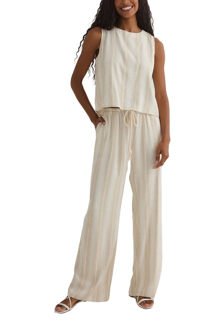 Stripe Wide Leg Drawcord Pants, Alternate, color, POSITANO SAND STRIPE