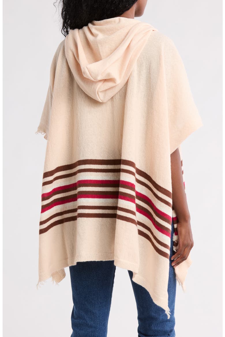Stripe Hooded Ruana, Alternate, color, TAN COMBO