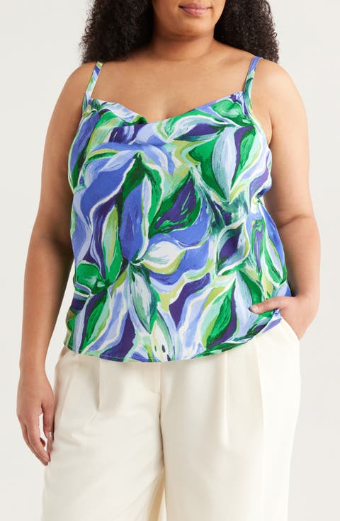 Tropical Print Satin Camisole (Plus)
