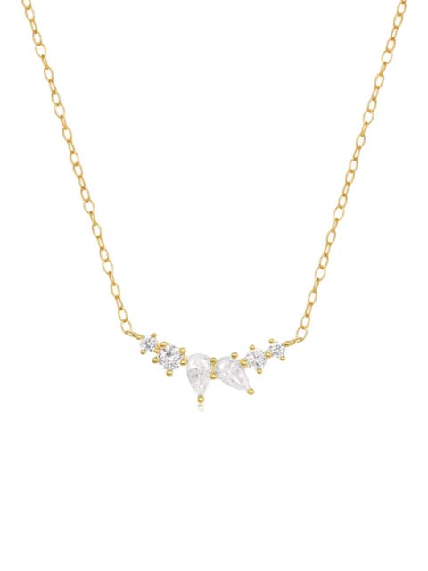 Mystique Delicate Necklace with Pear and Round Cut Cubic Zirconia