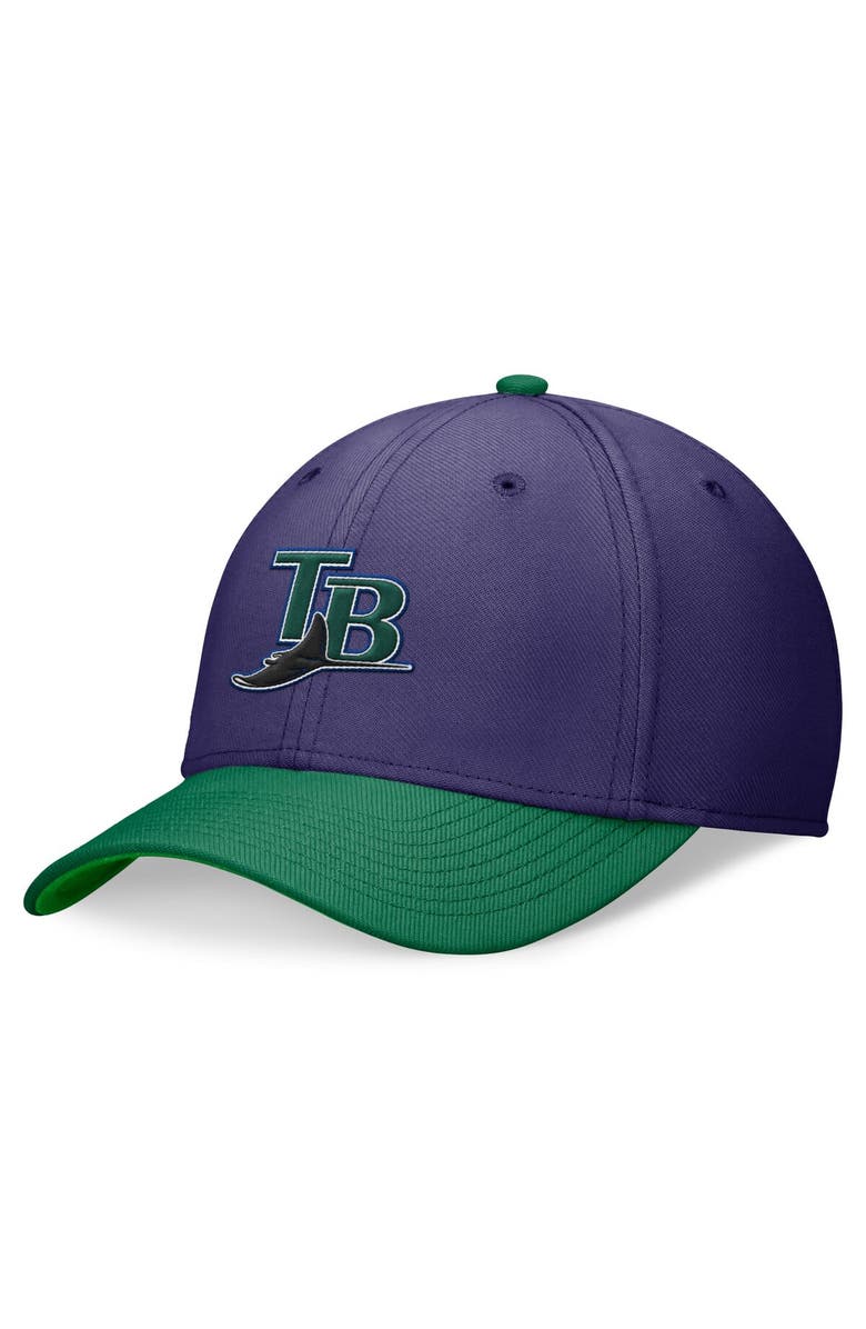 Nike Men's Nike Purple/Green Tampa Bay Rays Cooperstown Collection Rewind Swooshflex Performance Hat, Main, color, Purple