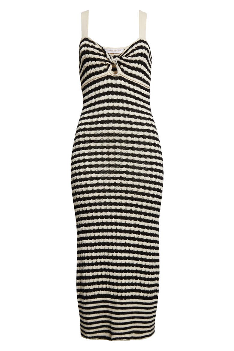 Jessa Metallic Stripe Sweater Dress, Alternate, color, BLACK/IVORY STRIPE