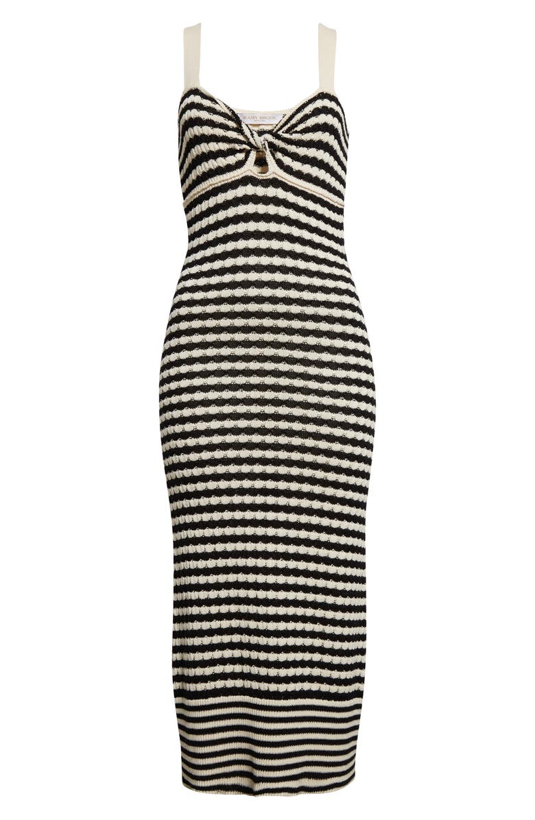 Ramy Brook Jessa Metallic Stripe Sweater Dress, Alternate, color, Black/Ivory Stripe