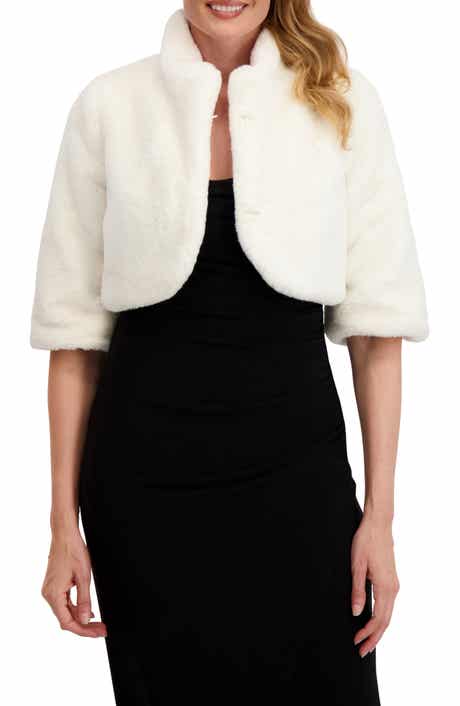 Laundry by Shelli Segal Mock Neck Faux Fur Shrug