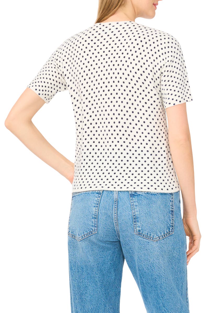 Ted Baker Polka Dot Short Sleeve Sweater, Alternate, color, Classic Navy