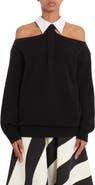 Valentino Cold Shoulder Virgin Wool Sweater
