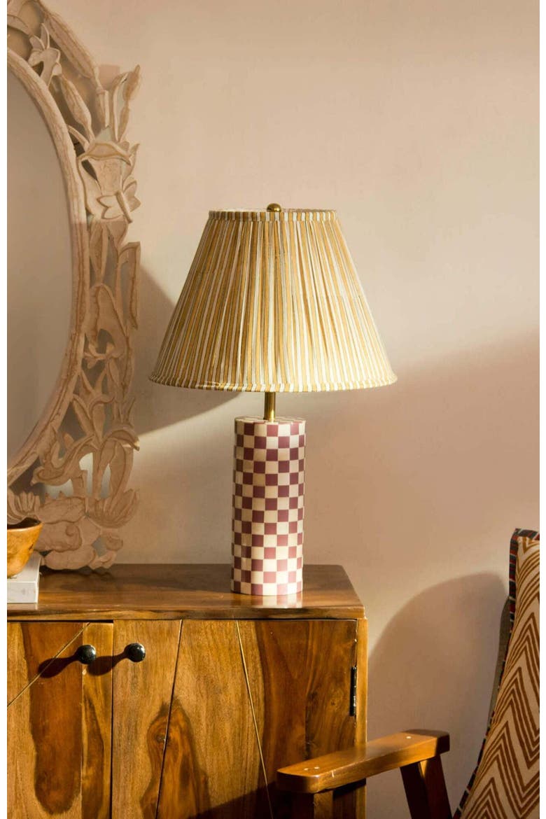 Candystripe Pleated Lamp Shade, Alternate, color, Yellow