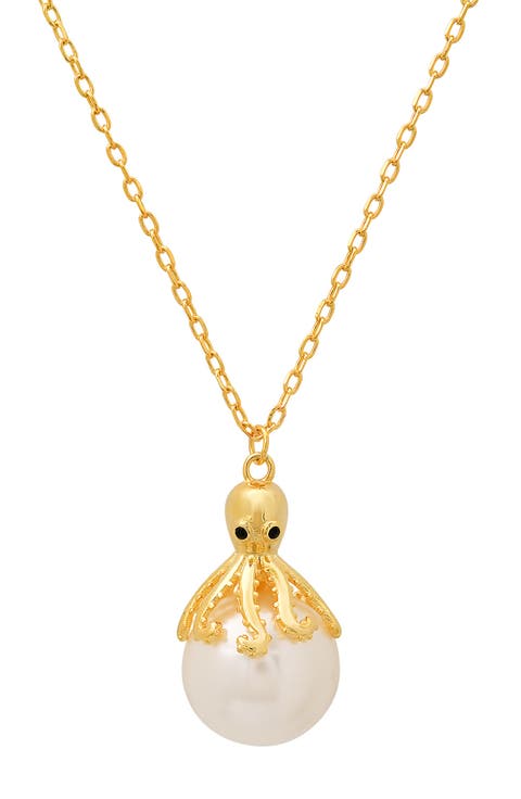 Octopus 12-13mm Imitation Pearl Pendant Necklace