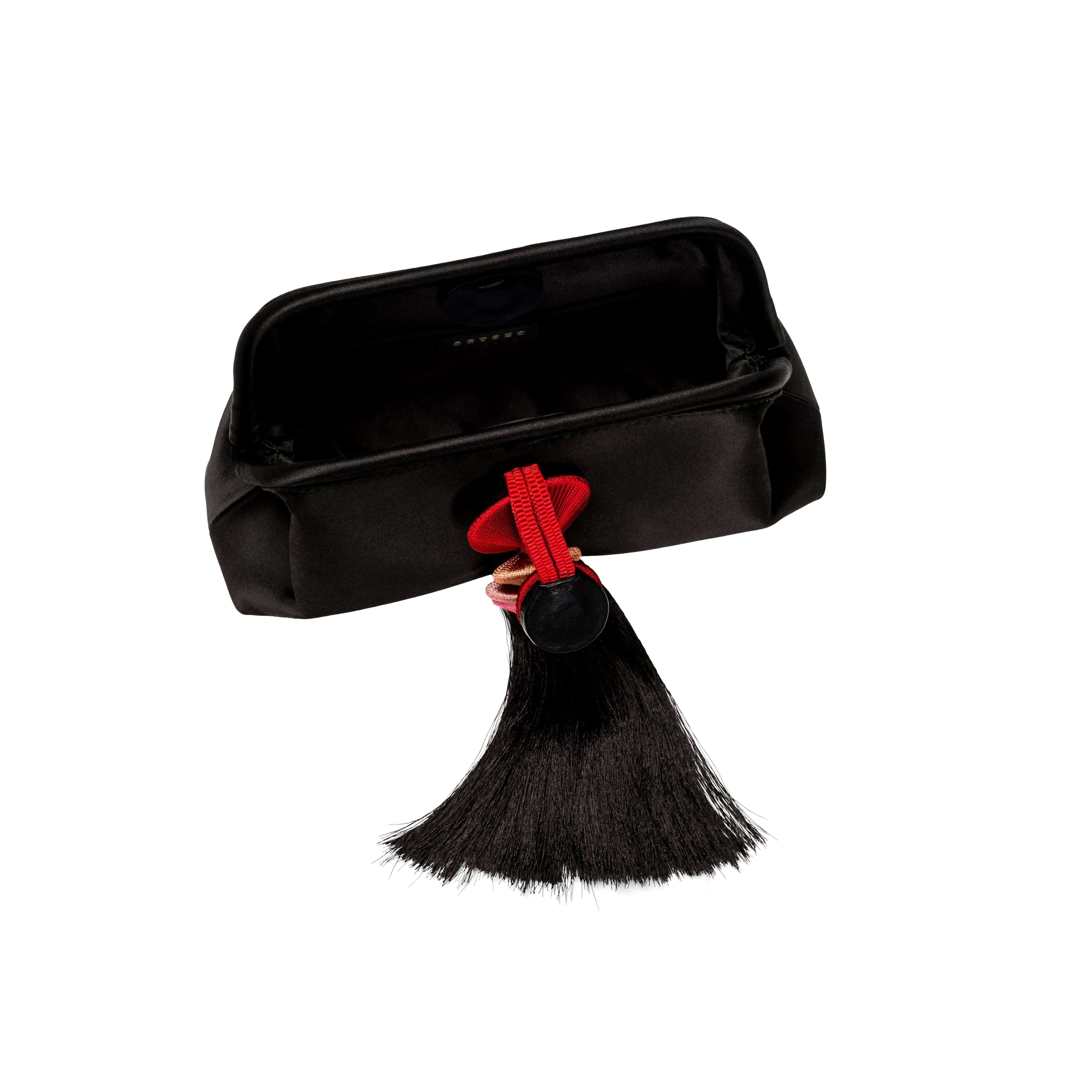 Alessa Black & Multicolor Tassel Pouch Bag, Alternate, color, Black