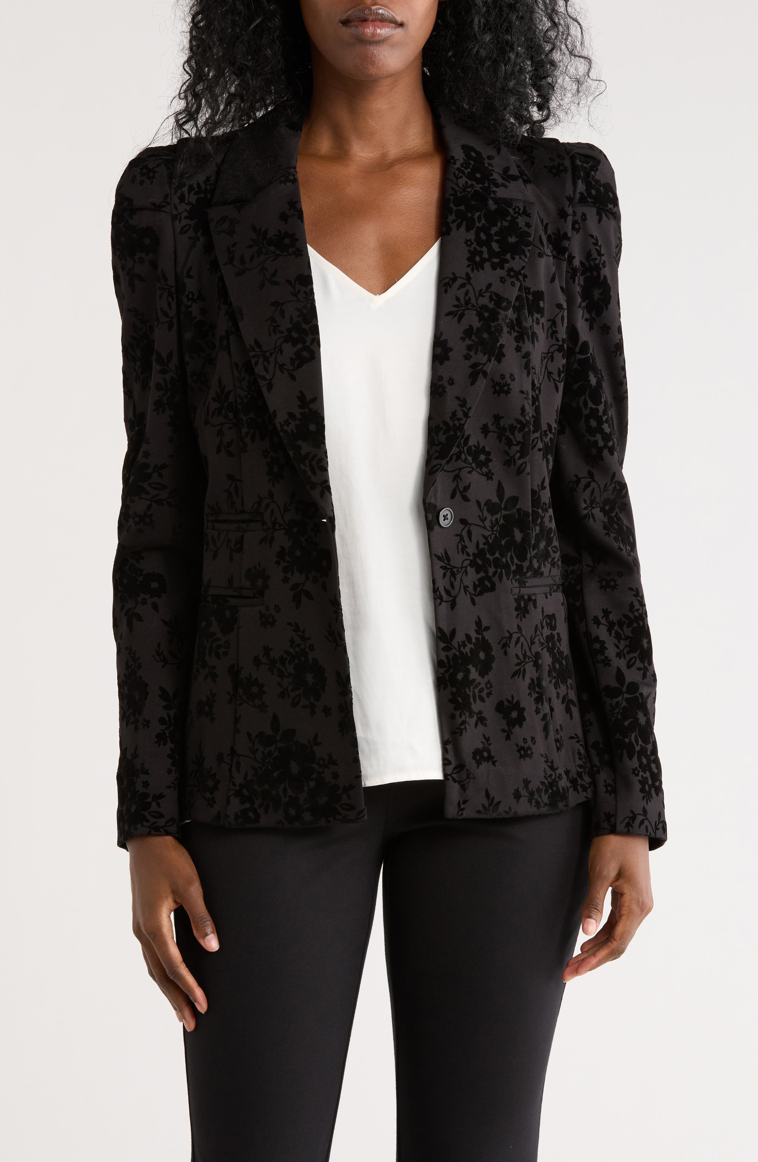 Nicole Miller Floral Flocked Ponte Blazer
