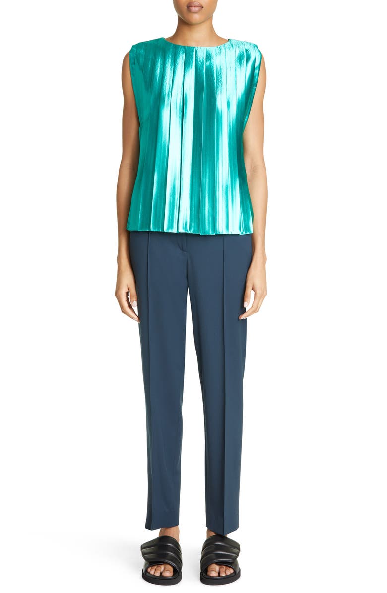 PARTOW Elini Sleeveless Pleated Satin Top, Alternate, color, 