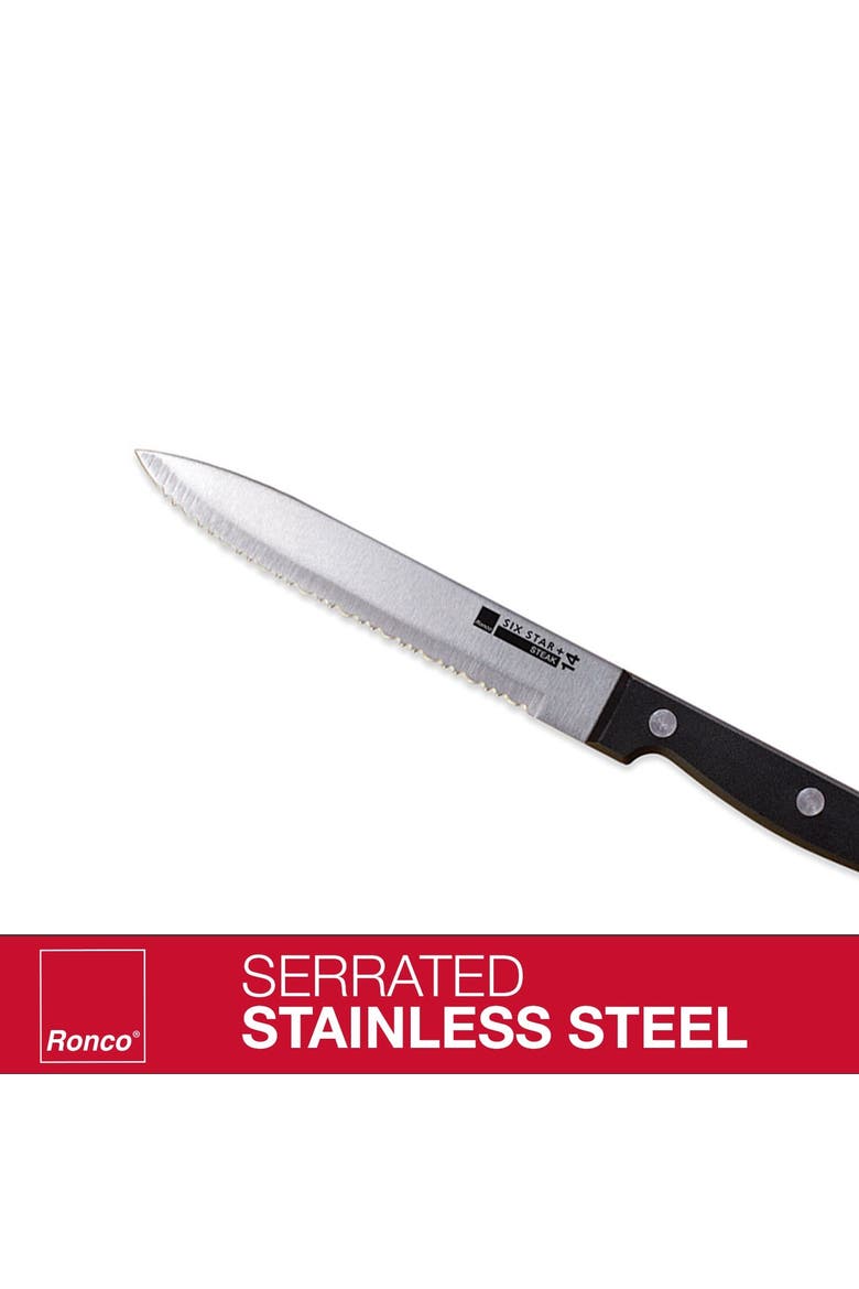 4 Piece Steak Knife Set,Stainless-Steel Serrated Blades, Full-Tang Knives, Alternate, color, Black