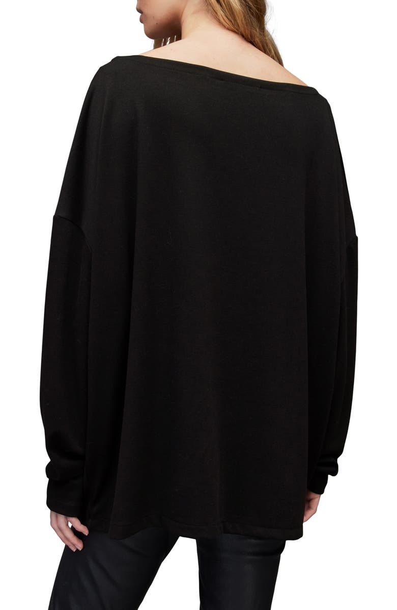 AllSaints Rita Boatneck Long Sleeve Oversize T-Shirt, Alternate, color,
