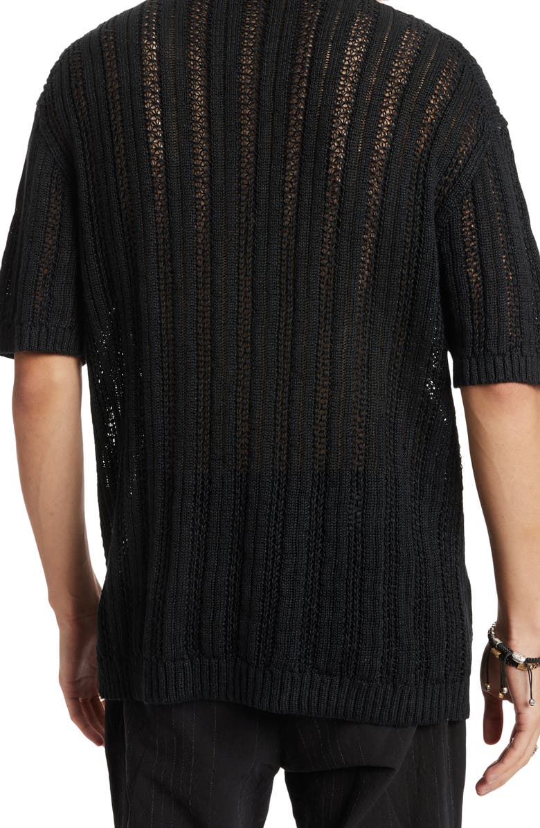 John Varvatos Odin Short Sleeve Textured Linen Sweater, Alternate, color, 
