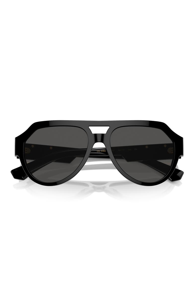 56mm Square Aviator Polarized Sunglasses, Main, color, BLACK