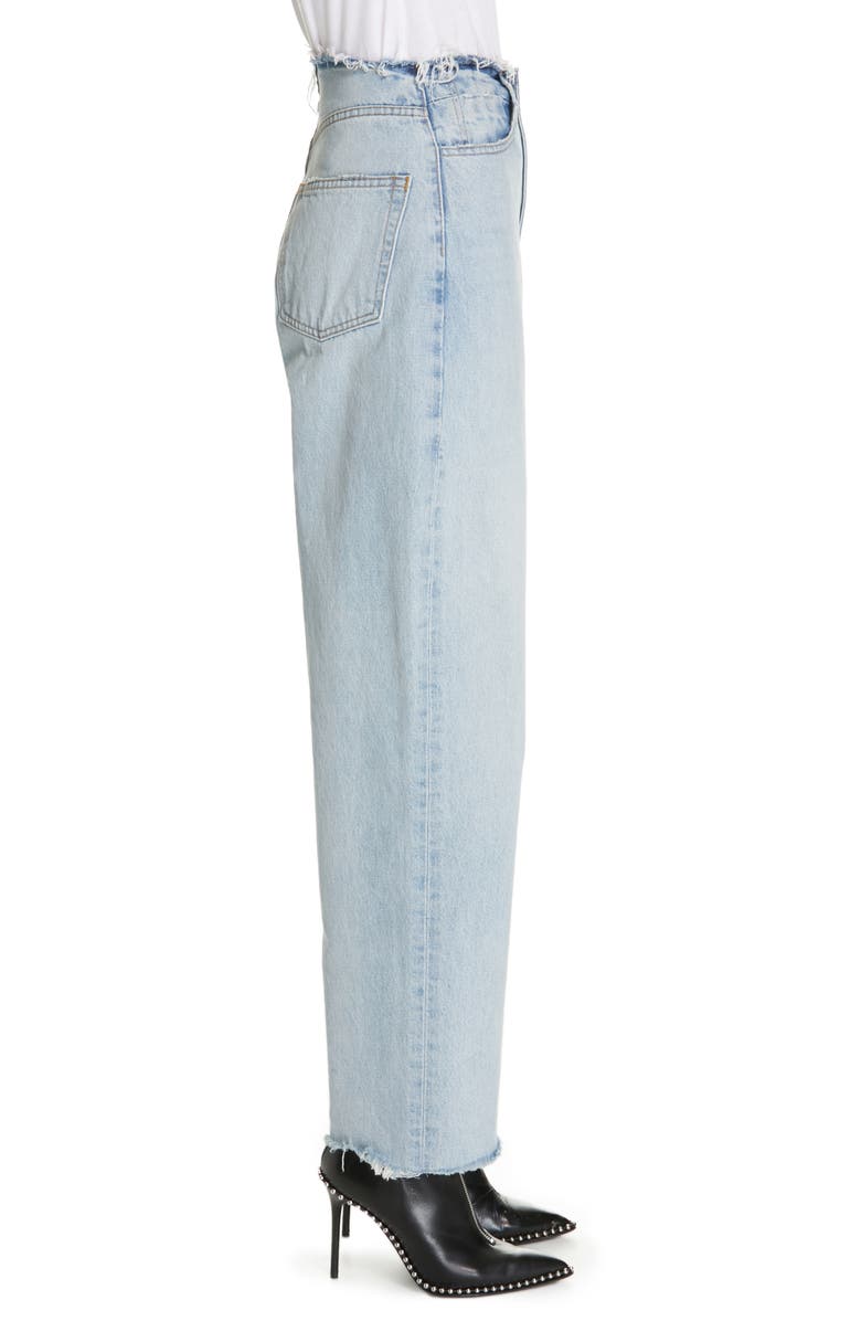 alexanderwang.t Denim x Alexander Wang Brace Distressed Waist Wide Leg Jeans, Alternate, color,