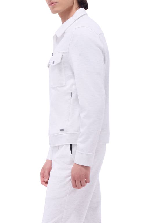 Bugatchi Soft Touch Zip Knit Shirt Jacket In Chalk