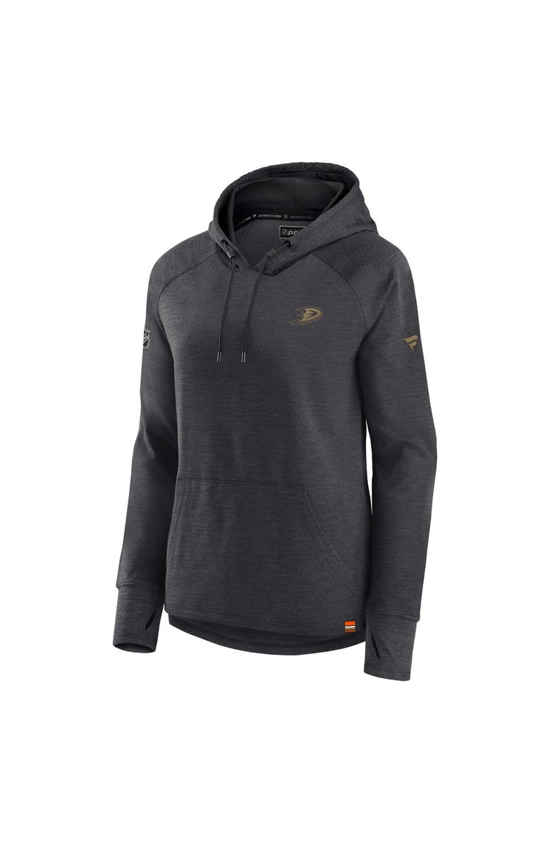 FANATICS Women's Fanatics Branded  Heather Charcoal Anaheim Ducks Authentic Pro Pullover Hoodie, Alternate, color, Heather Charcoal