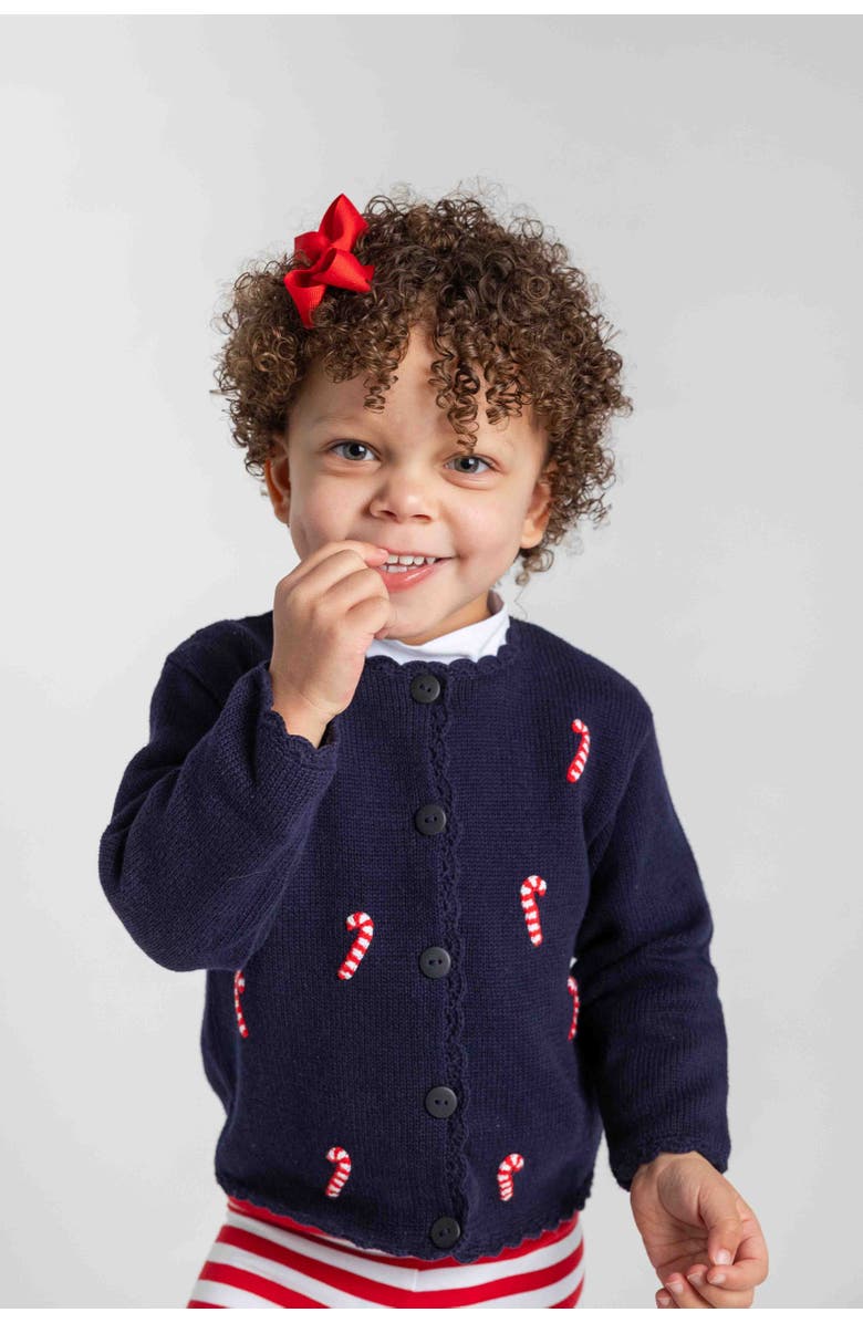 Florence Eiseman Sweater With Candy Canes, Alternate, color, Navy, Red, White