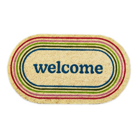 Welcome Shaped PVC Coir Door Mat Multicolor Easy to Clean