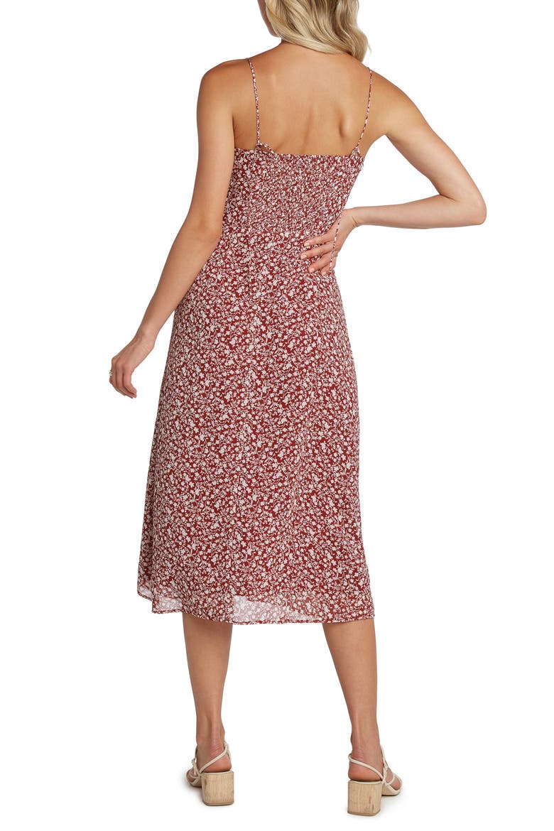 Wendy Floral Midi Dress, Alternate, color, BERRY