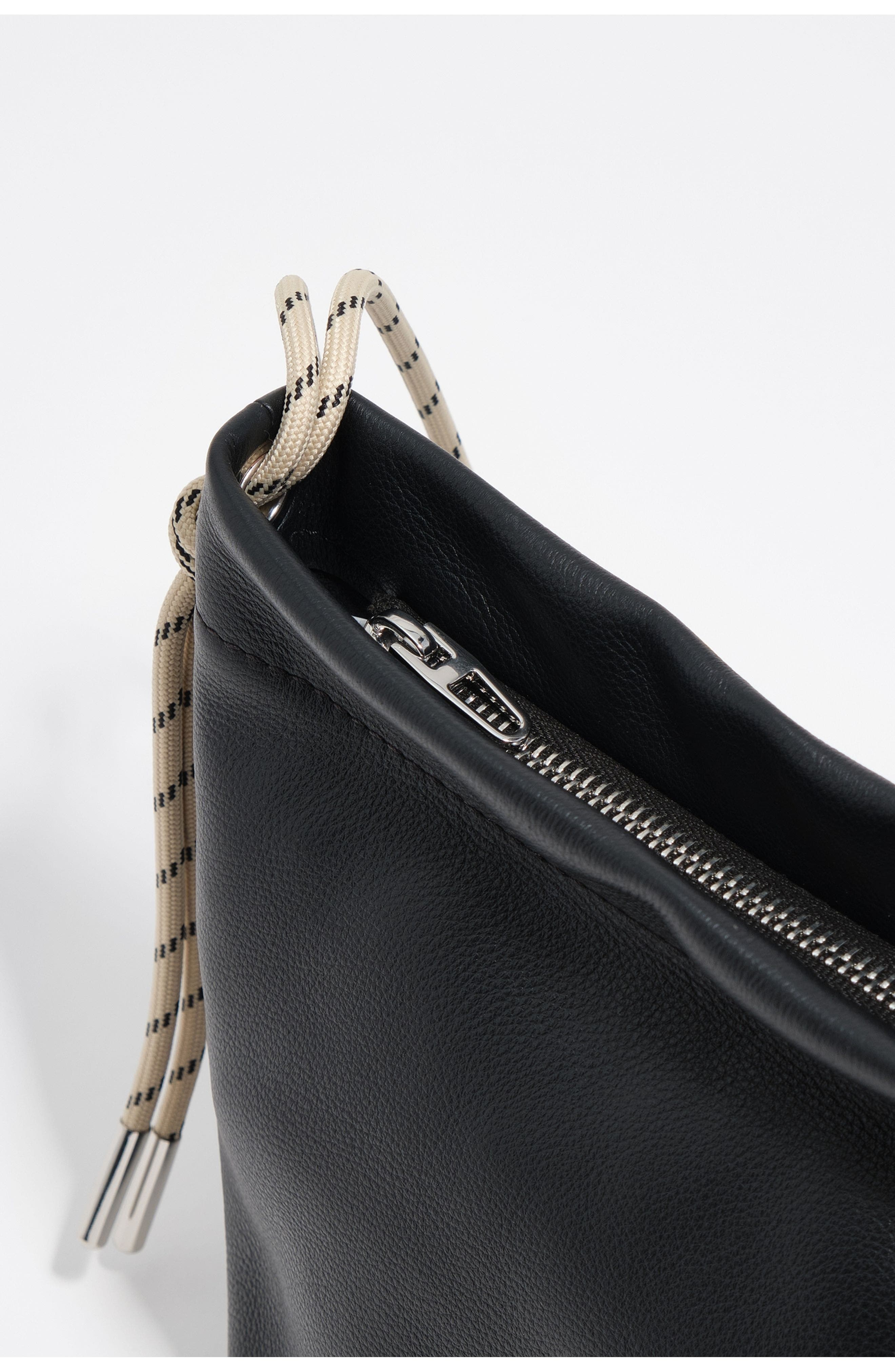 Bimba y Lola Medium Leather Shoulder Bag, Alternate, color, Black