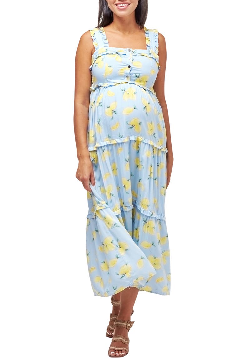 Emma Maternity/Nursing Midi Sundress, Main, color, LEMON PRINT