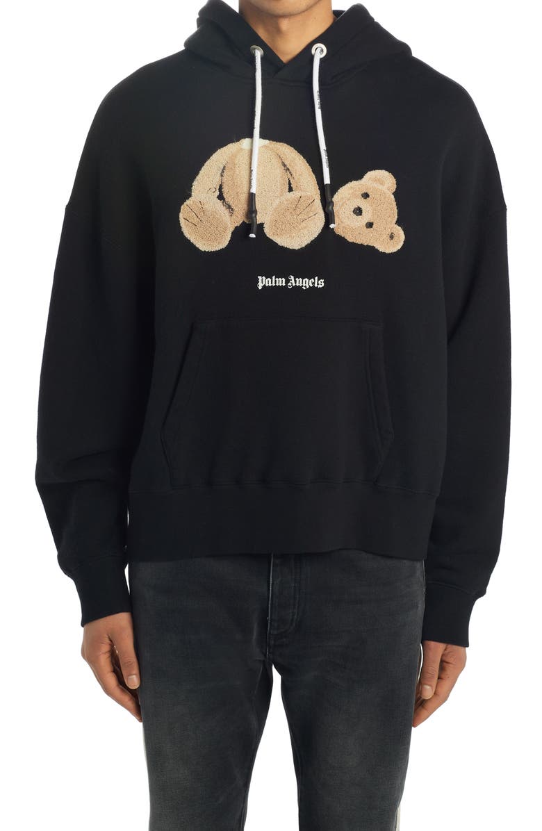 Palm Angels Bear Cotton Hoodie, Main, color, 