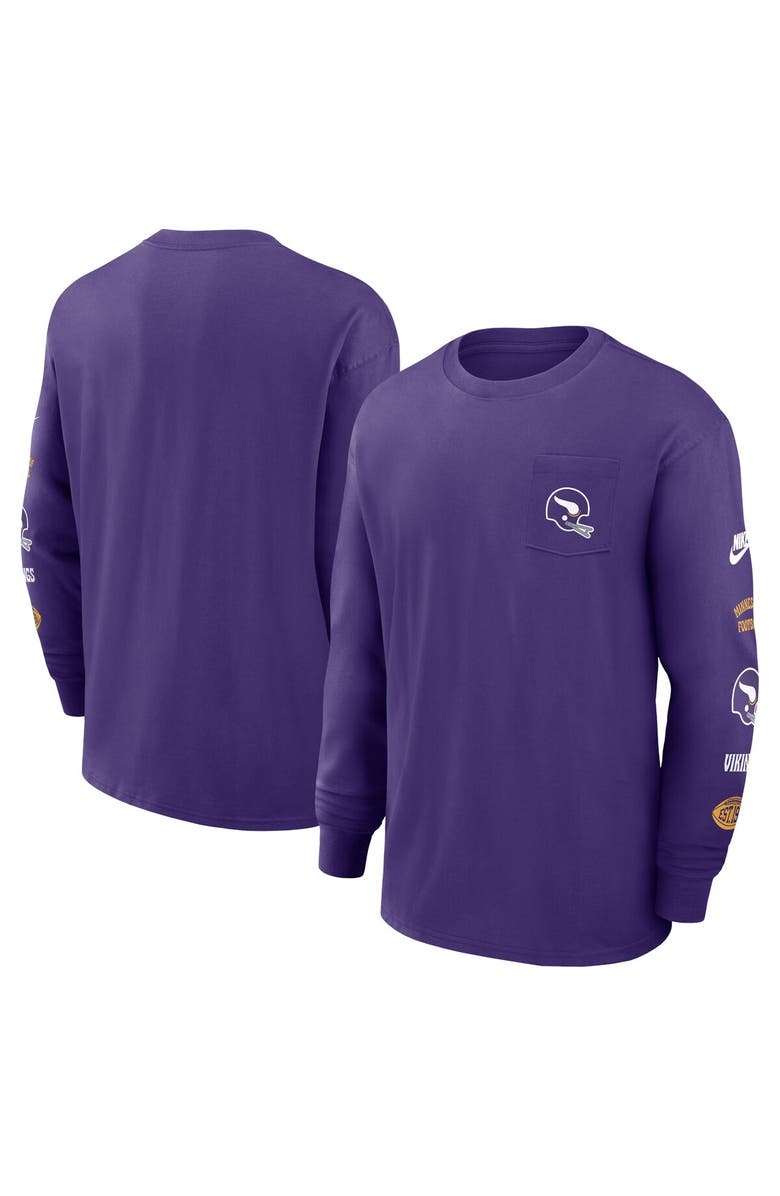 Nike Men's Nike Purple Minnesota Vikings Rewind Heavy Max 90 Pocket Long Sleeve T-Shirt, Main, color, 