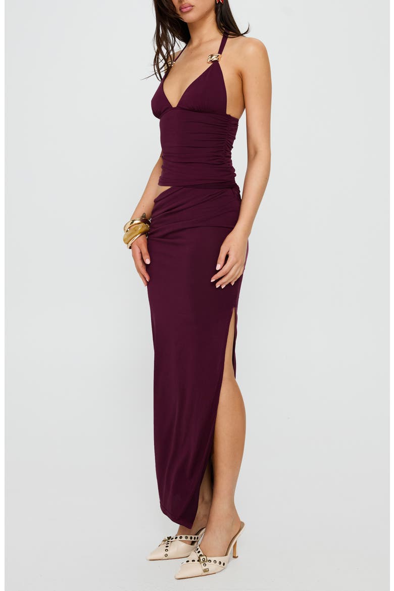 Imeraldia Cutout Halter Maxi Dress, Alternate, color, CURRANT