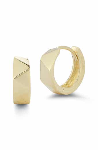 Ember Fine Jewelry 14K Yellow Gold Angled Huggie Hoop Earrings